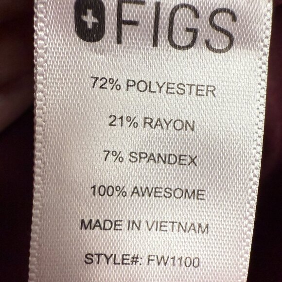 EUC Women's FIGS Casma 3-Pocket Scrub Top Burgundy FW1100 | Size XS - Picture 9 of 10